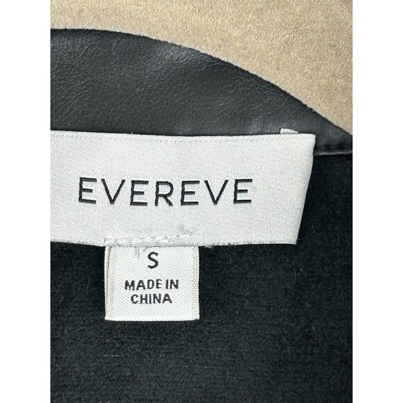 Evereve Small Womens Black Vegan Faux Leather Button Up Midi Dress Trench - Picture 3 of 16